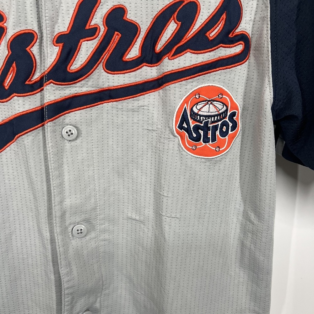 Houston Astros Dynasty Button Down Jersey MLB M Baseball Jersey Blue Orange - Picture 4 of 12